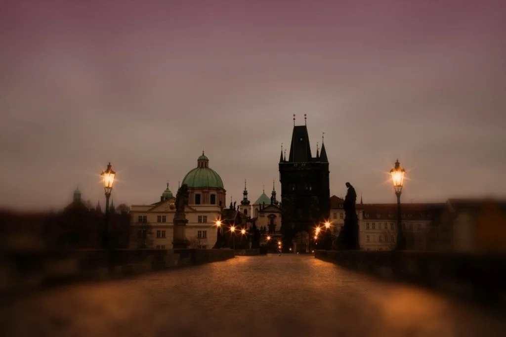 The Charles Bridge in the early morning.
