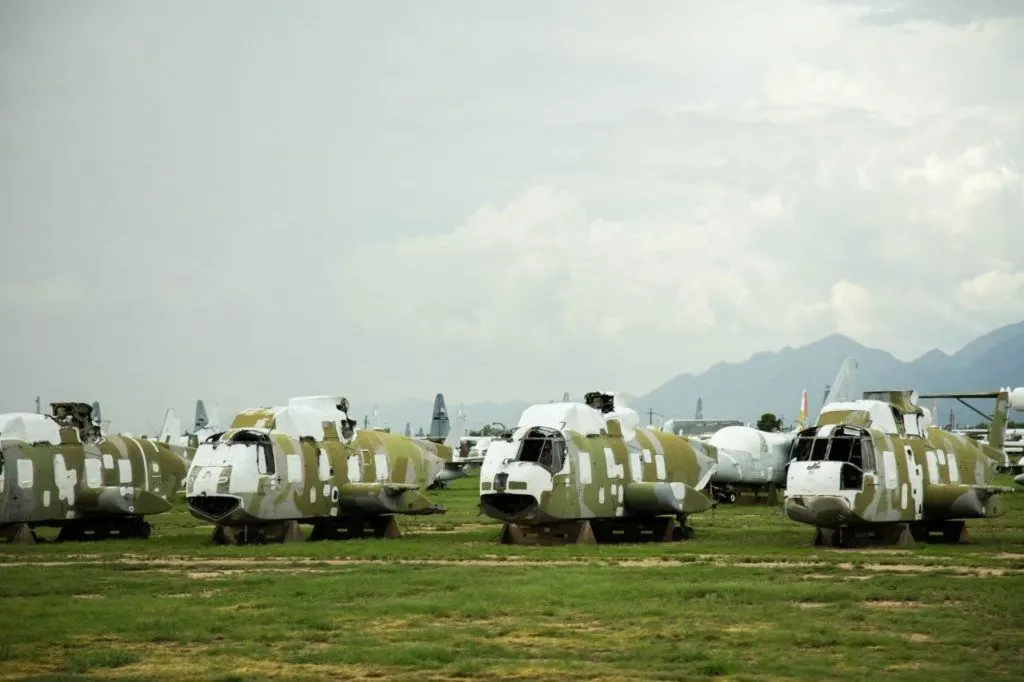 The Aircraft Boneyard is full of every kind of military aircraft like these helicopters.