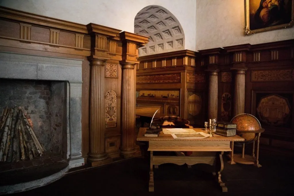 Massive fireplace and study area in Kalmar castle.