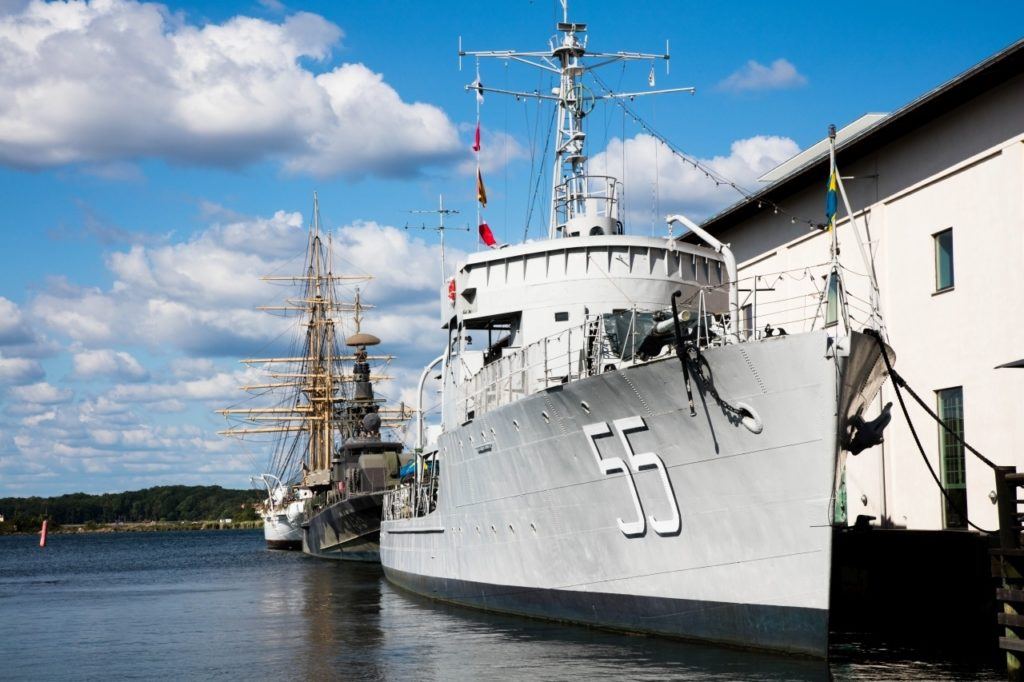Several old Swedish Navy ships are parked and open for exploring at the Marine Museum in Karlskrona.