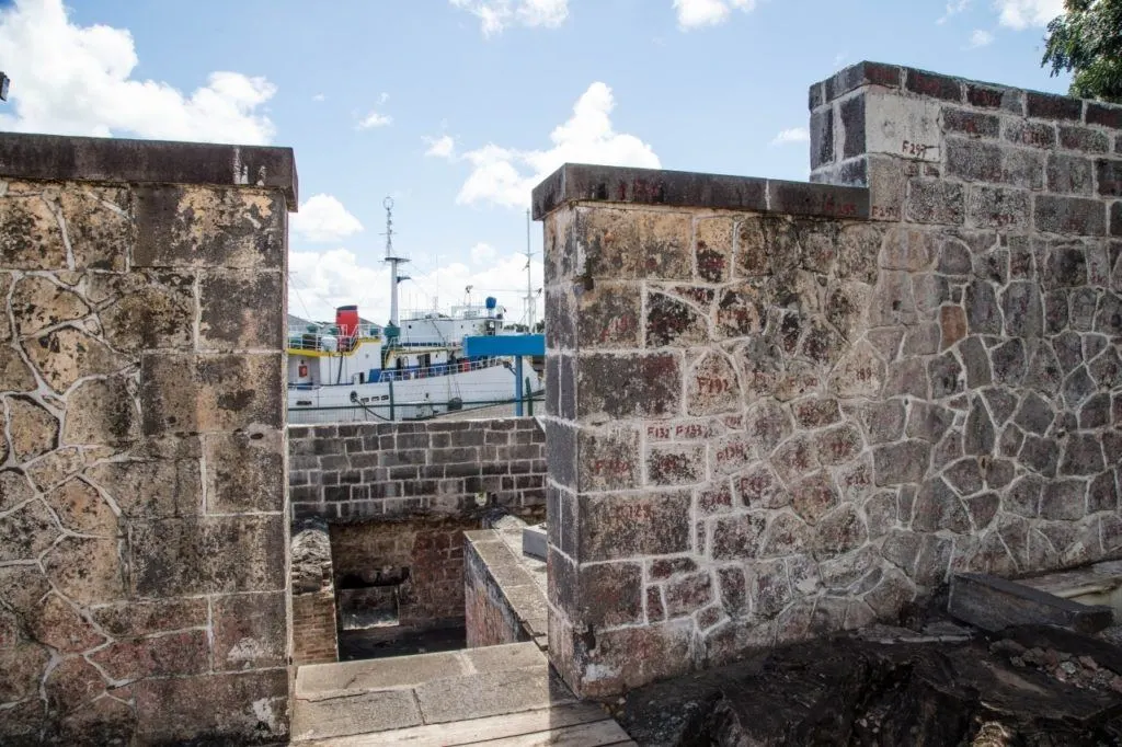 Aapravasi Ghat walls and dock, Port Louis, Mauritius.