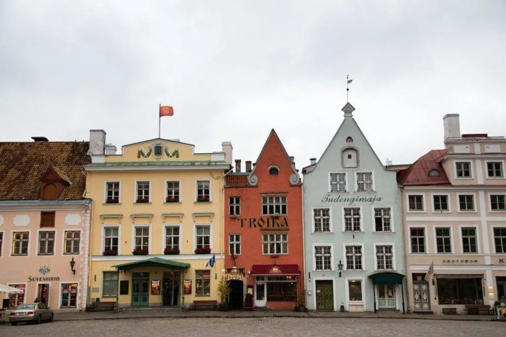 Colorful old townhouses in Tallinn, Estonia.
