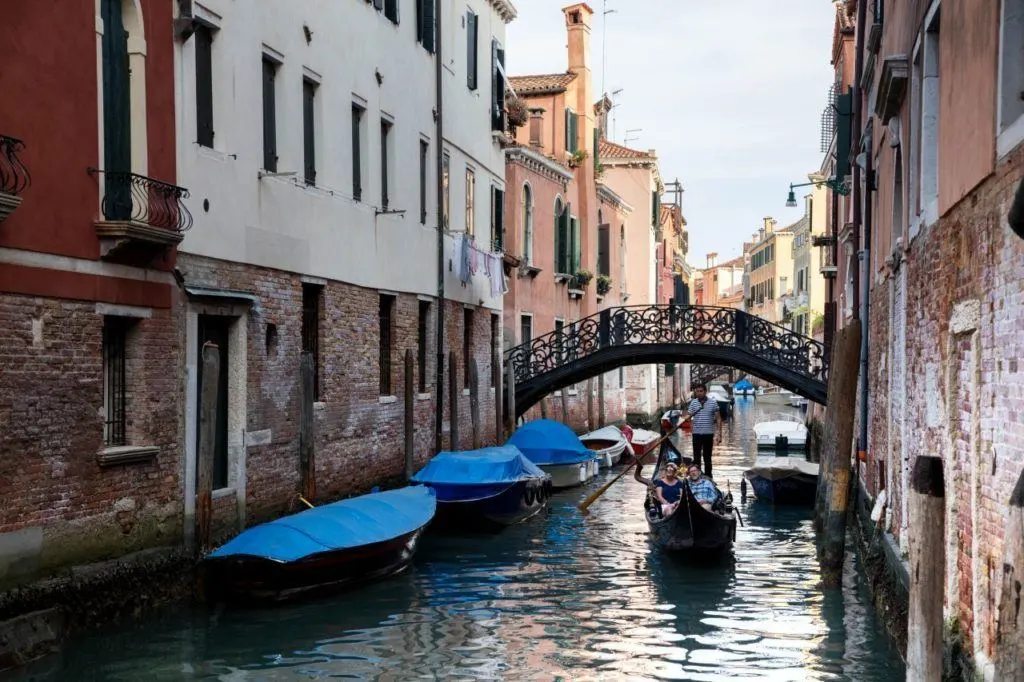 Venice Gondola in a picturesque canal.