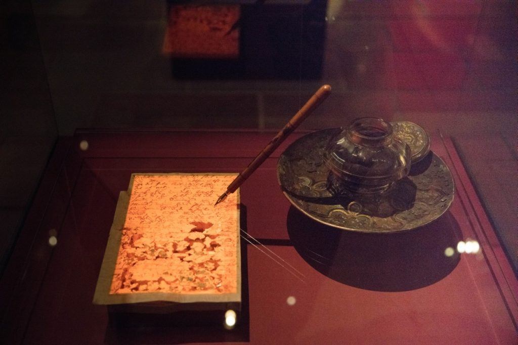 Hans Christian Andersen's pen and inkwell in the Odense museum.
