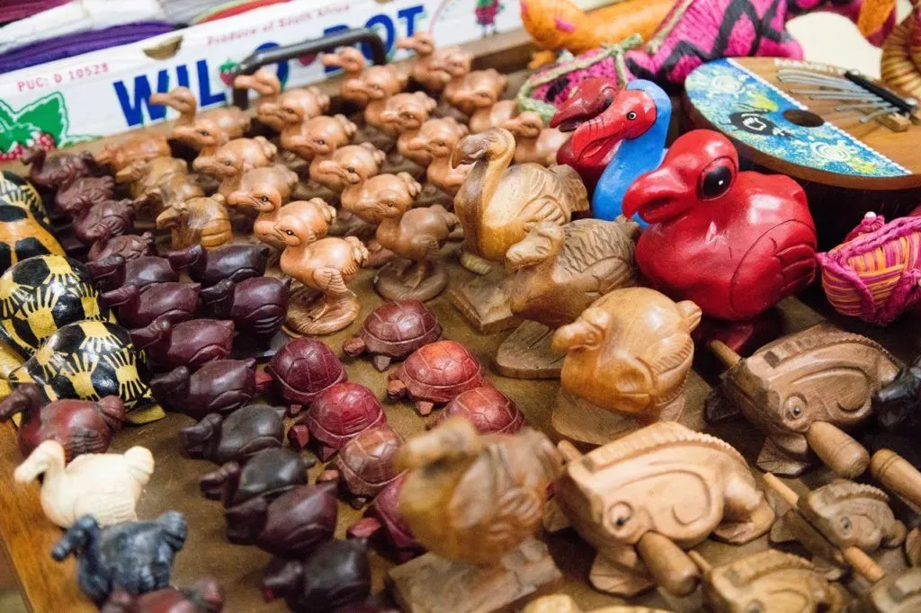 Mauritian Souvenirs, mostly dodo birds, sold in the Port Louis Central Market.