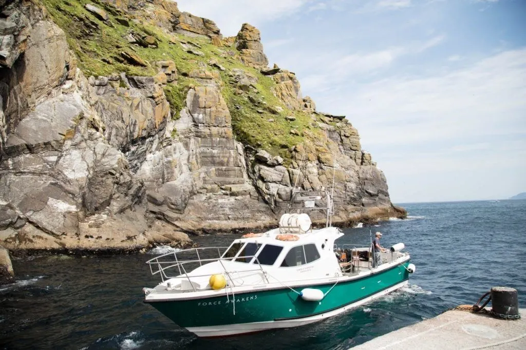 The Force Awakens boat drops off another handful of visitors to Skellig Michael.