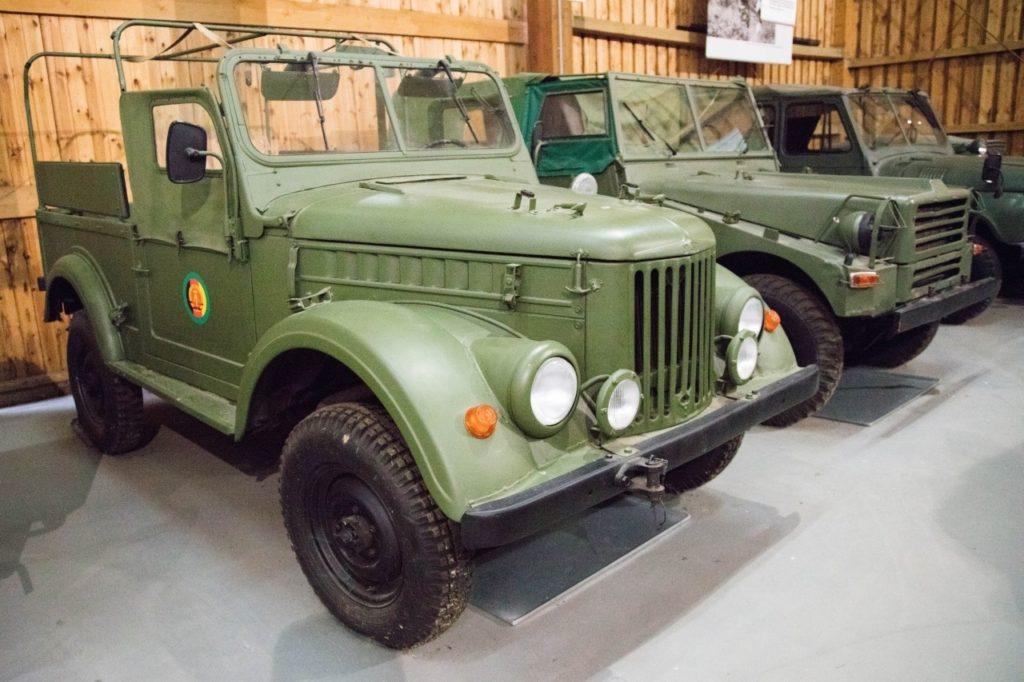 East German Cold War era military vehicles in the Moedlareuth museum.