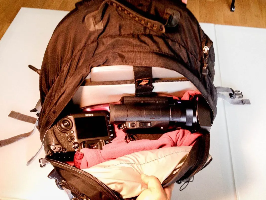 The backpack gets the heaviest stuff.