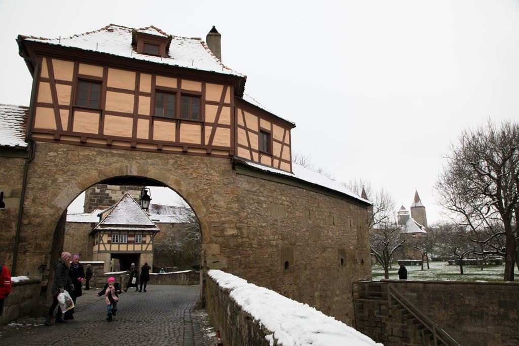 The Rodertor historical gate in Rothenburg.