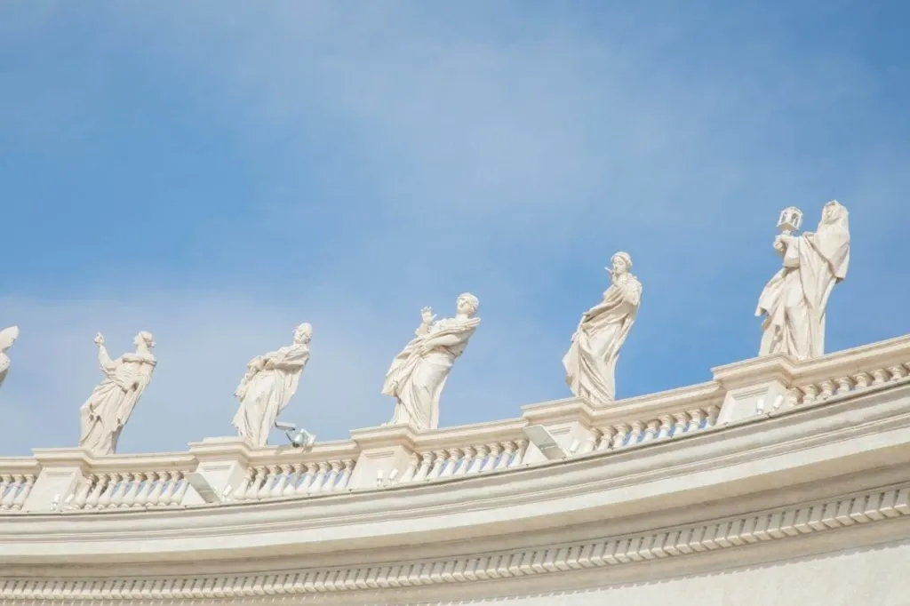 5 Saint statues of the Vatican City Italy.