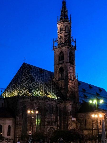 Bolzano sightseeing Top Ten - The Cathedral at night.