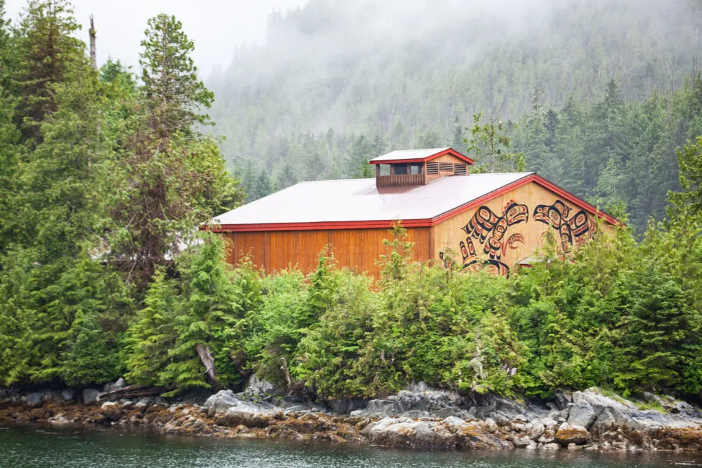 View of a Tlingit Meeting House seen from the ferry.
