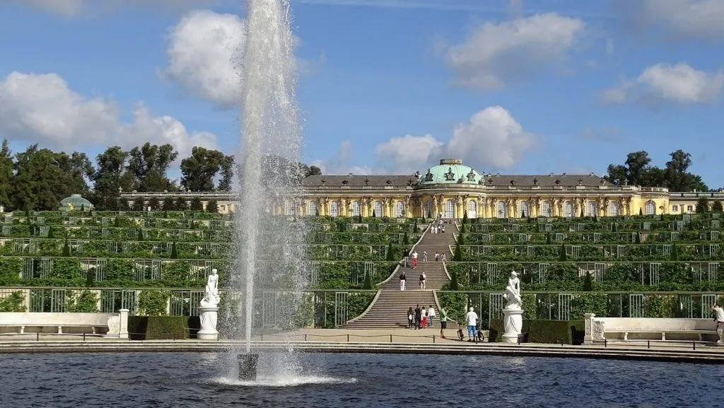 Sanssouci Summer Palace fountain in Postdam.