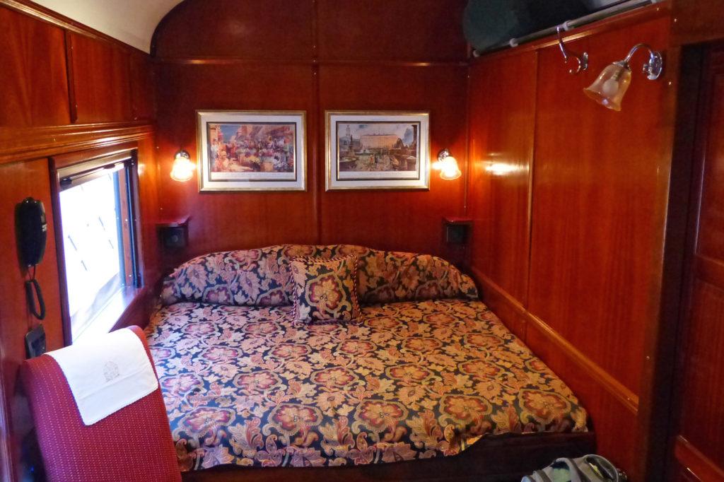 The beautifully restored polished wood suites are part of the reason Rovos Rail is luxury train travel.