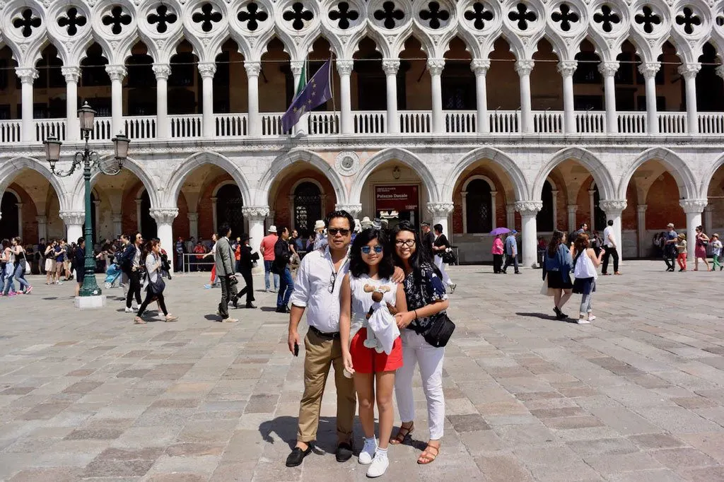 Brenda and family traveling in Italy.