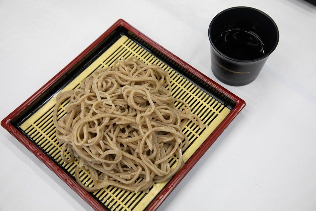 With high nutritional value, soba noodles are celebrated each September in the Nagano Prefecture. The noodles are shown here with its tasty soba broth to dip your cold noodles into.