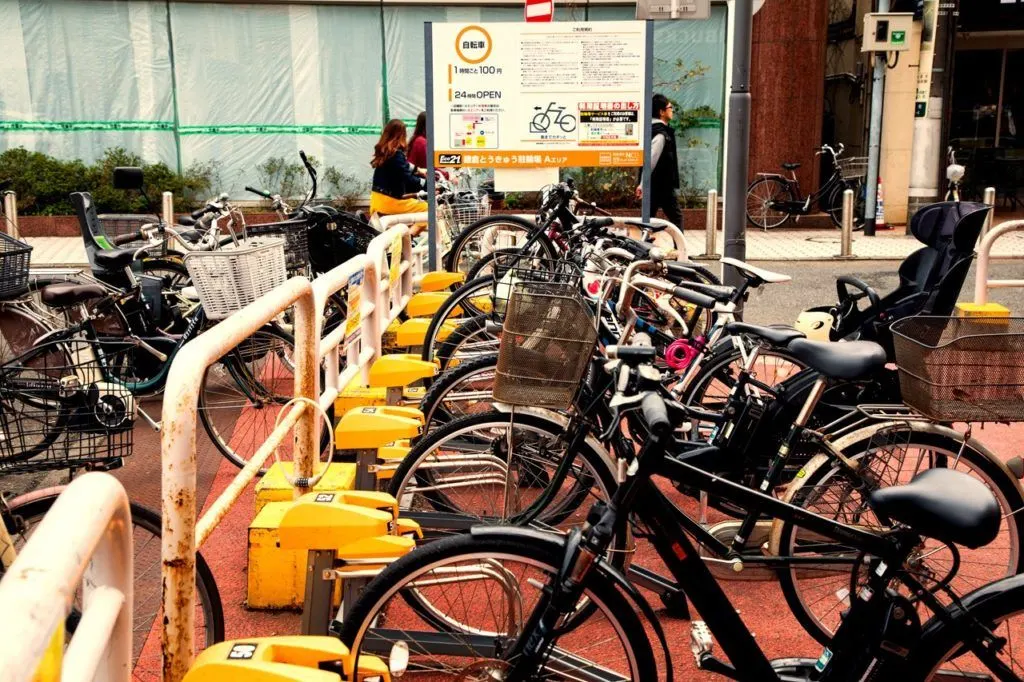 Pay to park you bike in this parking lot near Kamakura station.