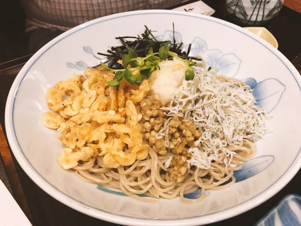 Whitebait is a Kamakura delicacy, here it is served with noodles.