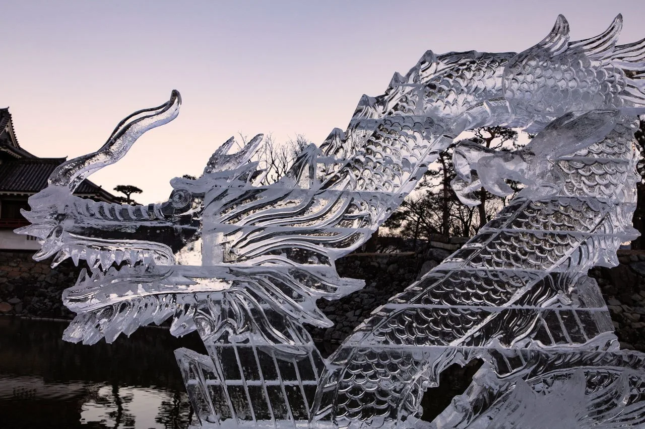 A dragon ice sculpture, Japan.