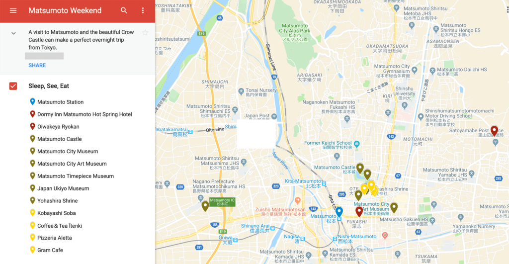 Matsumoto Tourist Map.