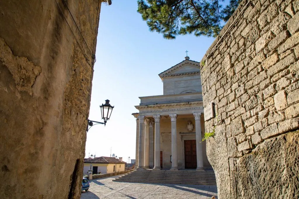 Tourist sights in San Marino include UNESCO World Heritage Sights like the Basilica.