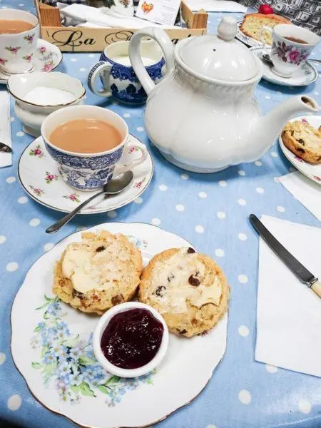 Classic English Food - Afternoon Tea with scones and jam.