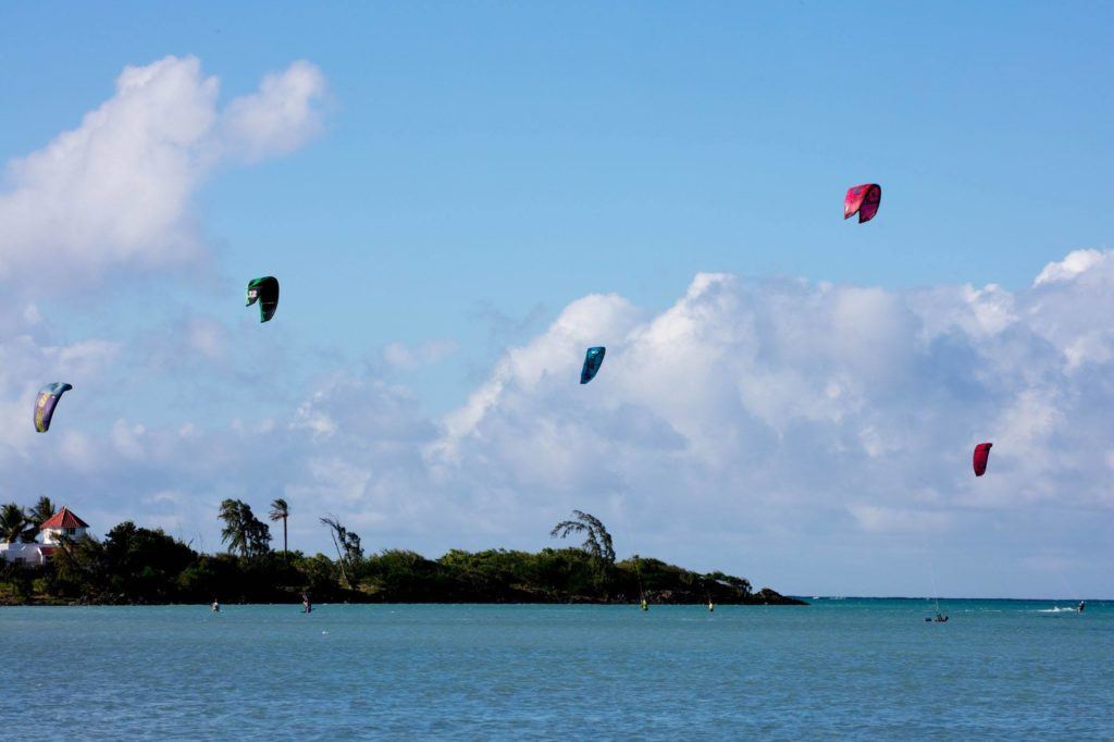 Kite surfing in Mauritius.