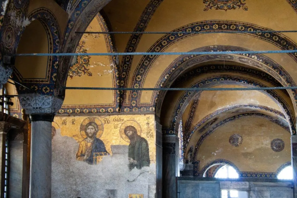 Beautiful golden mosaics of the Hagia Sofia Interior.