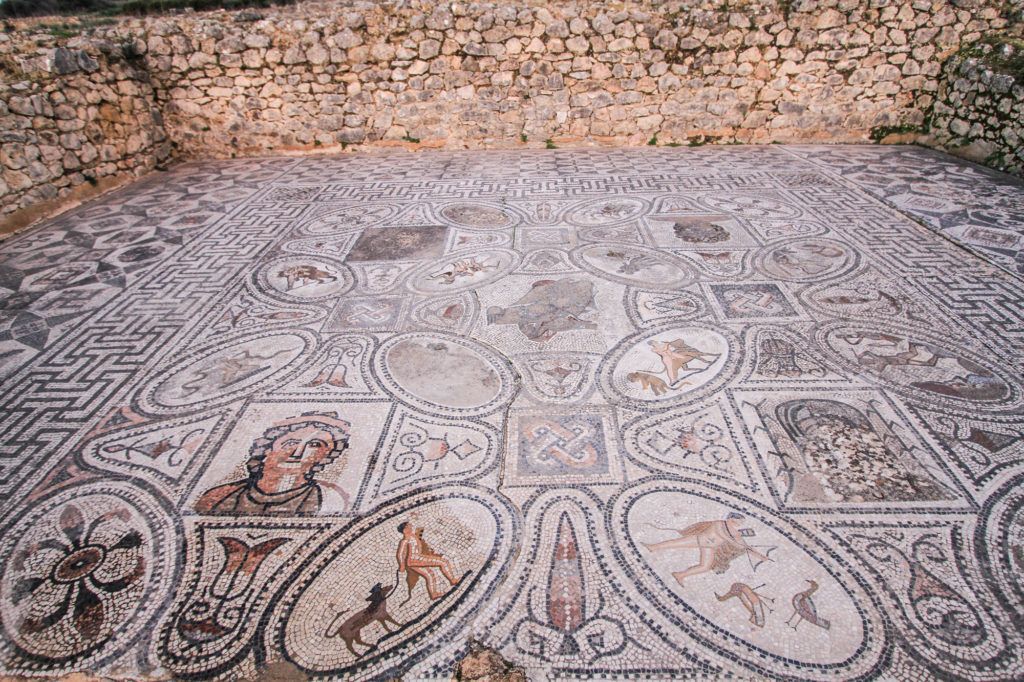 A mosaic floor in Volubilis depicting the Labors of Hercules.