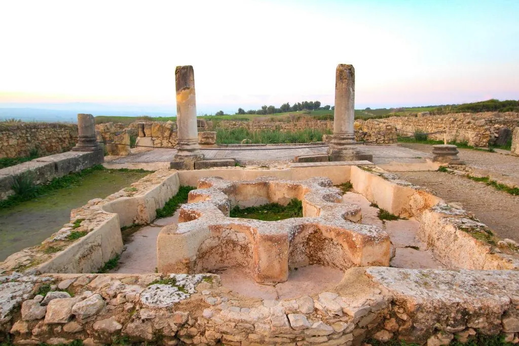 Inside the ruins of the North Baths in Volubilis, which were fed by an aqueduct.