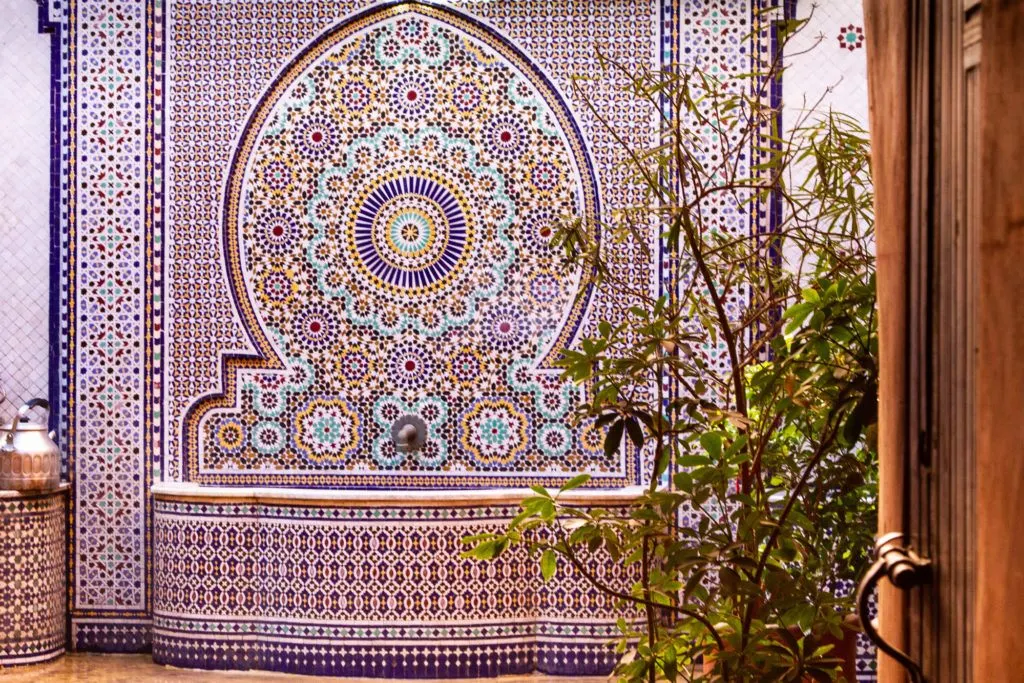 Beautifully tiled fountain in Marrakech, Morocco.