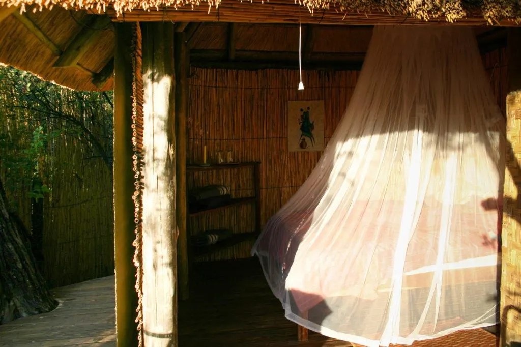 Ngepi Camp Treehouse bedroom in Namibia.