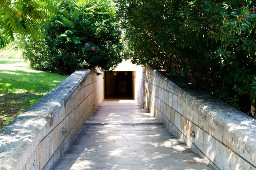 The entrance to Phillip IIs tumulus and museum in Vergina.
