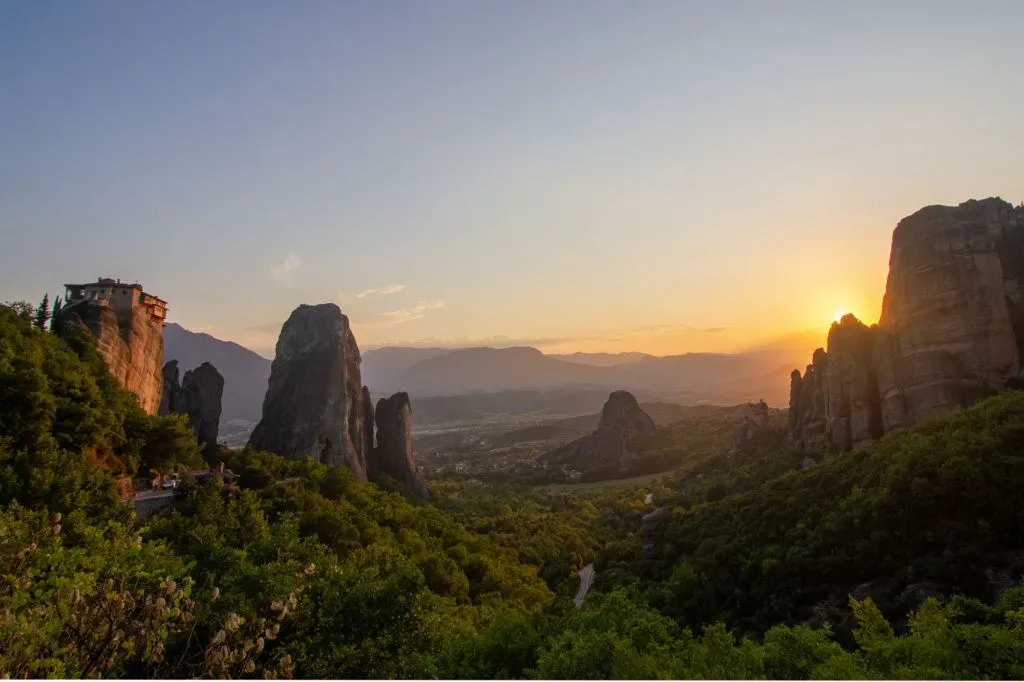 UNESCO world heritage site, a monastery is perched on top of huge rock formations in Meteora.