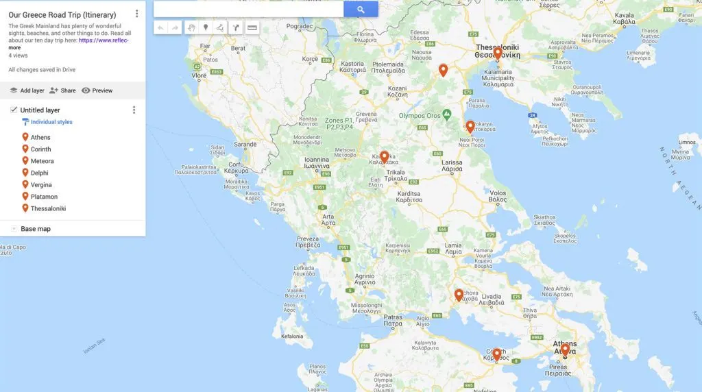 Our Greece Road Trip Map and Itinerary.