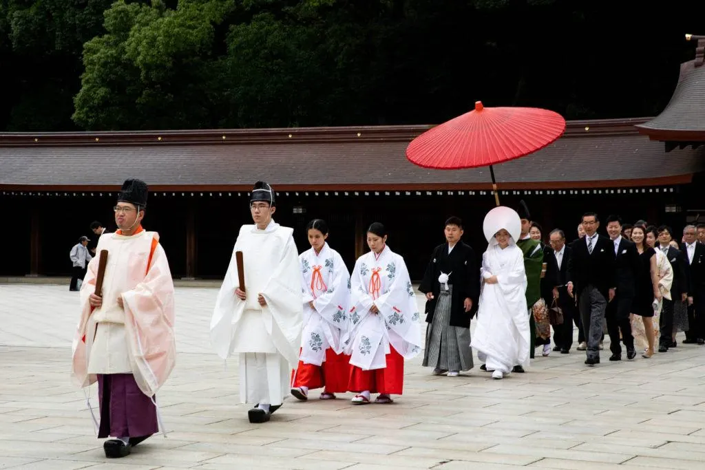Wedding procession at the Meiji Shrine in Tokyo.