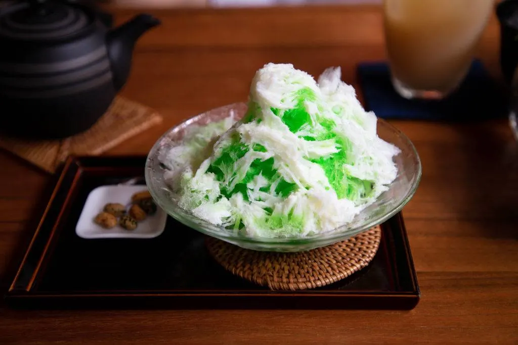 A cool refreshment, melon shaved ice.