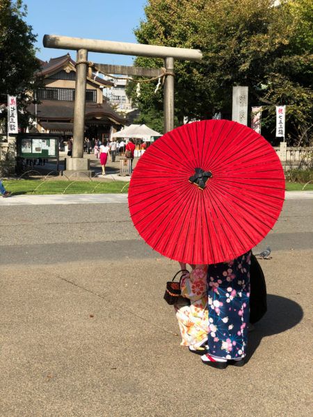 Sun parasols are commonly seen all over Japan.