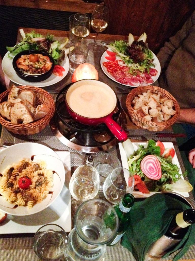 Fondue dinner in France.