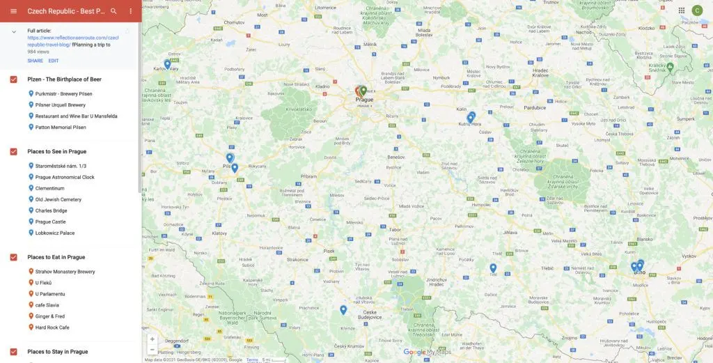 Map of Czech Republic's Best Places to Visit.