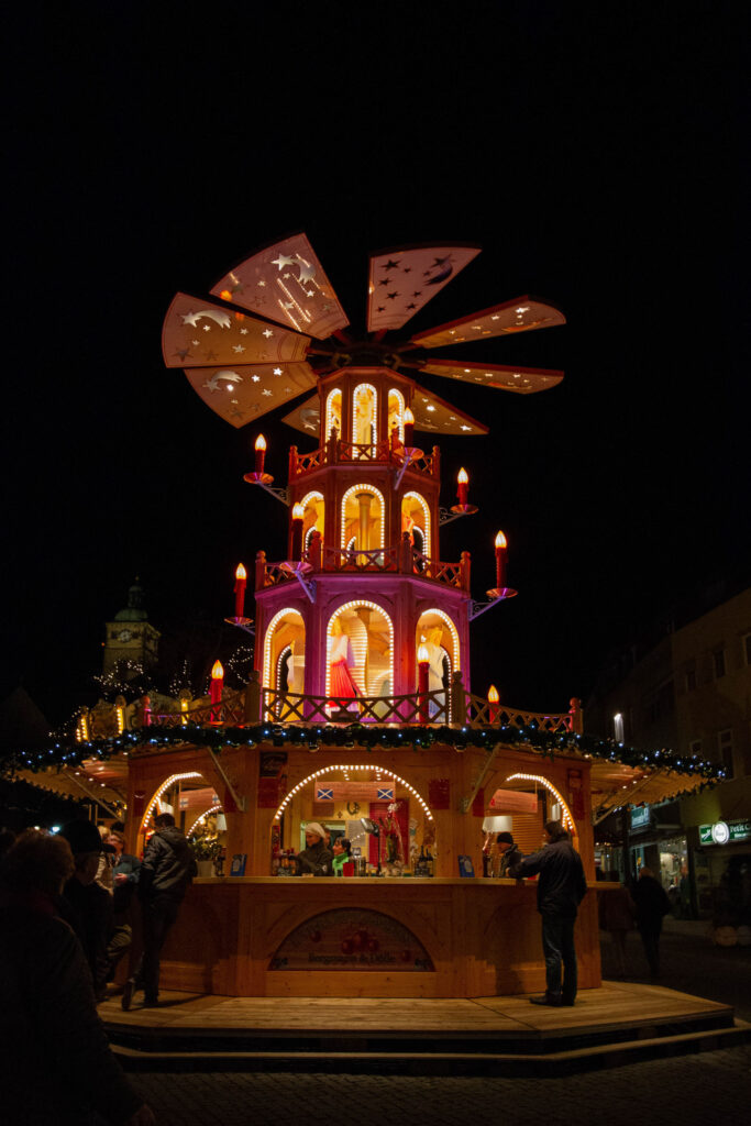 Tiered Christmas pyramids are an iconic part of any Christmas market.
