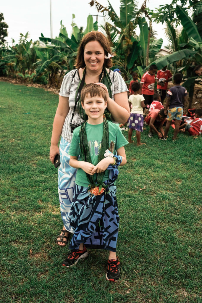 Amanda and her son in Fiji.