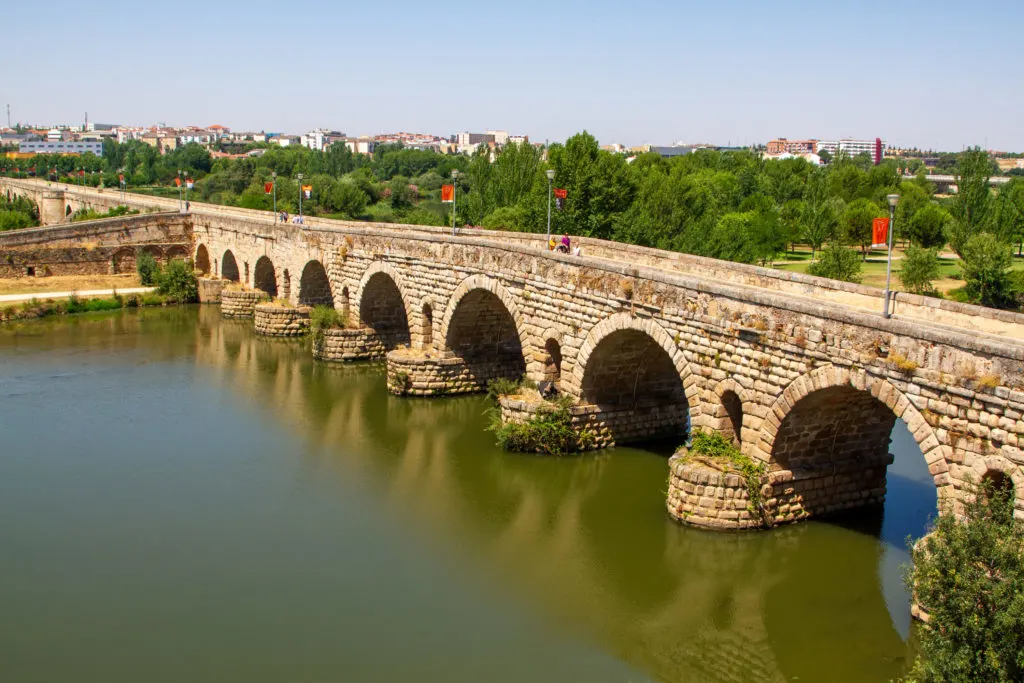 The Roman bridge of Merida is one of the many Roman ruins the city is famous for.