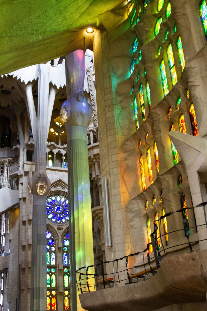 The interior of the Sagrada Familia, one of Gaudi's most celebrated works.