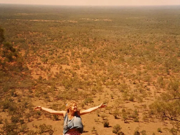 Phoebe's first solo trip, Australia 1987.