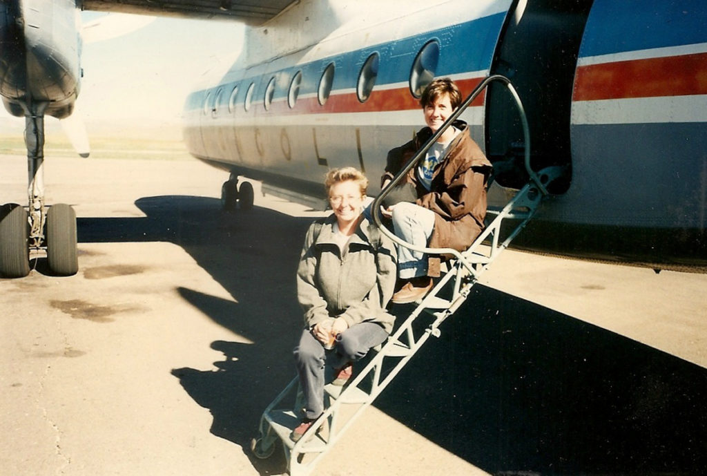 Riding a plane in Mongolia in 1994.