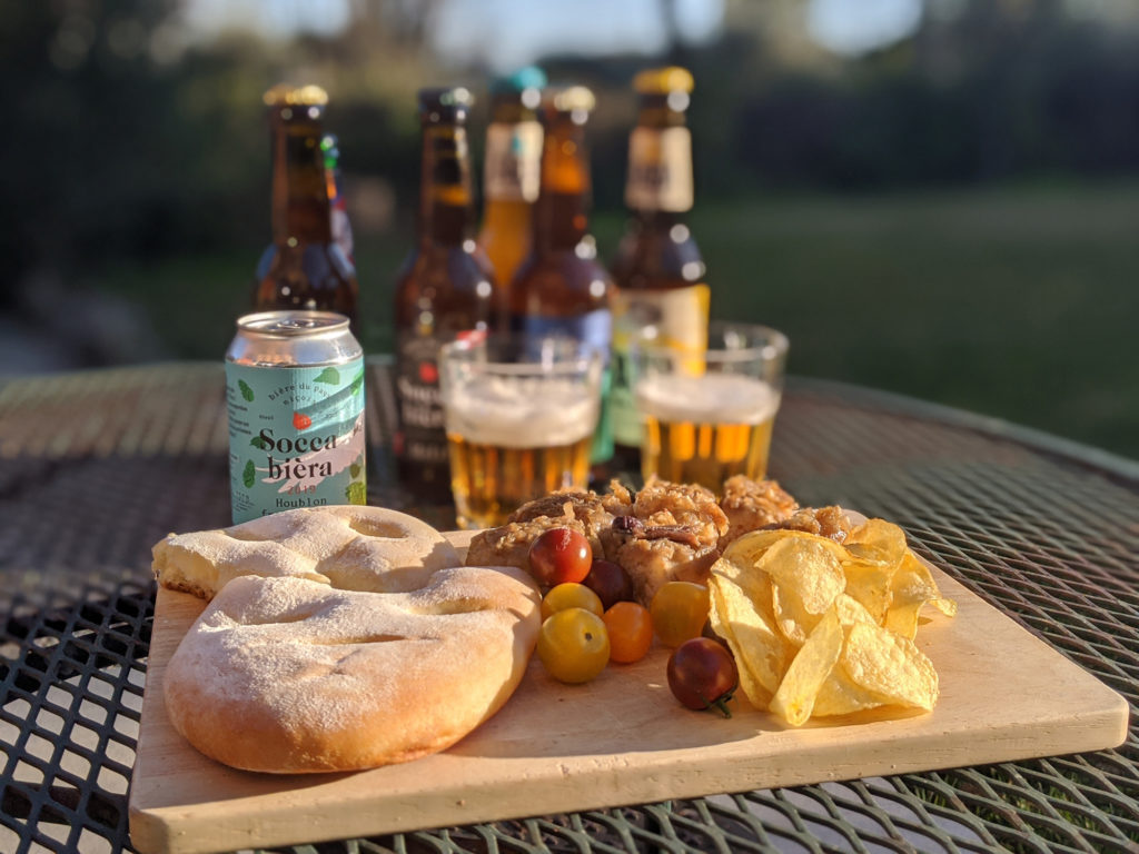 Local craft beer snacks in southern France served at Phoebe's gite.