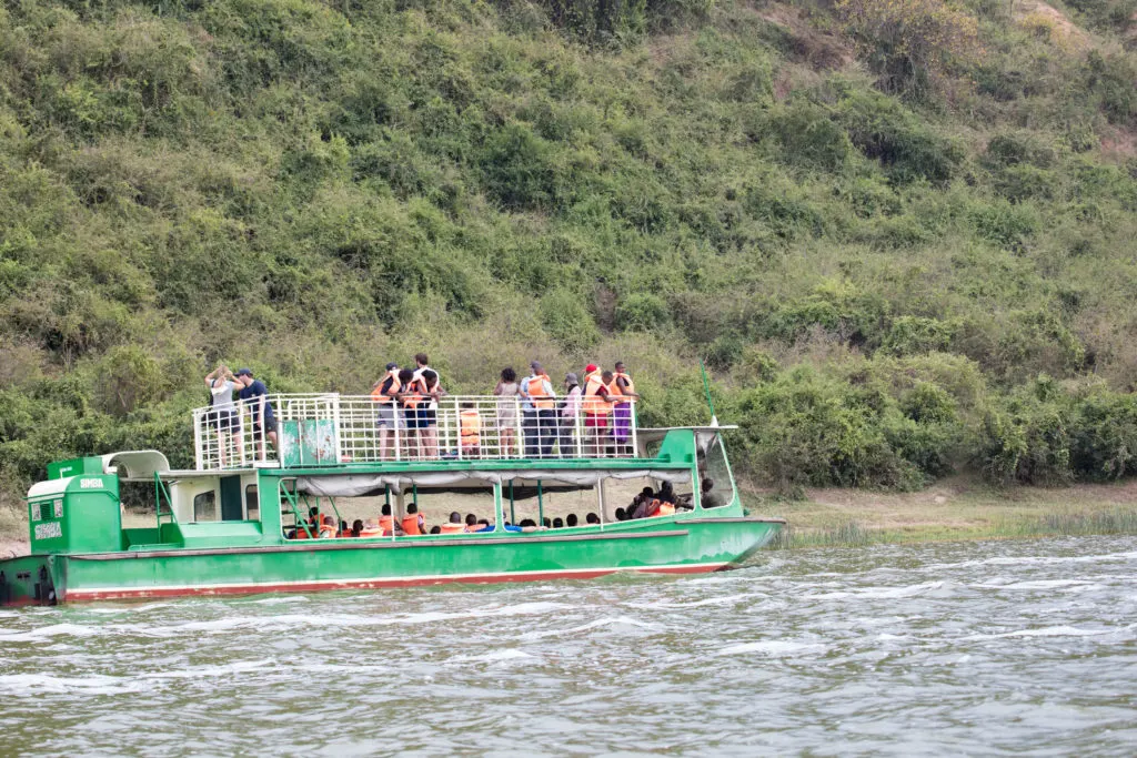 One of the boats used for the Queen Elizabeth National Park Kazinga Channel Boat Cruise.