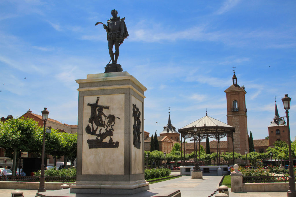 A statue of Cervantes in Alcala de Henares.