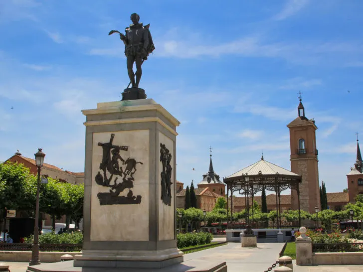 A statue of Cervantes in Alcala de Henares.